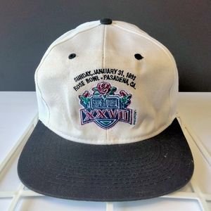 NFL Superbowl XXVII 1993 Rosebowl Blockhead Vintage Snapback Hat Dallas Cowboys